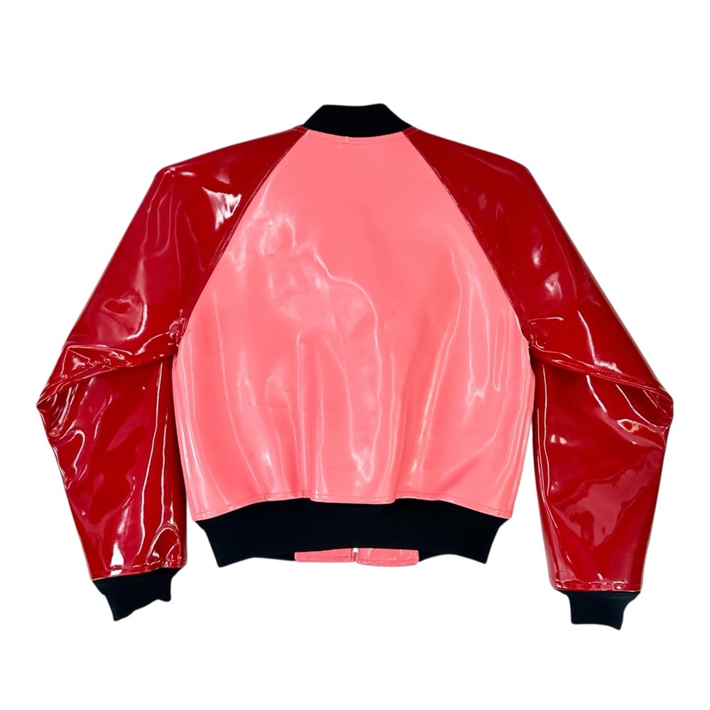 Comme Des Garcons Girl Red & Pink Enamel PVC Faux Patent Leather Bomber Jacket - Picture 2 of 14